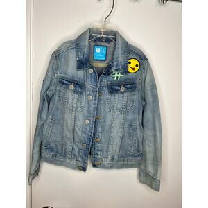 Gap Kids X ED Emoji Denim Jean Jacket Patch Blue ~ Size M
